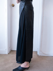90's Yves Saint Laurent leather slit skirt