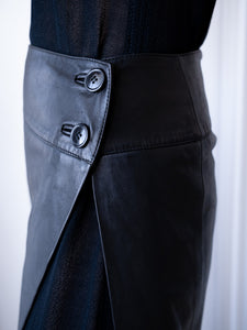 90's Yves Saint Laurent leather slit skirt