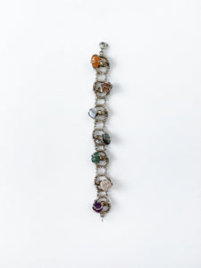 60's Brutalist metal and natural stone bracelet