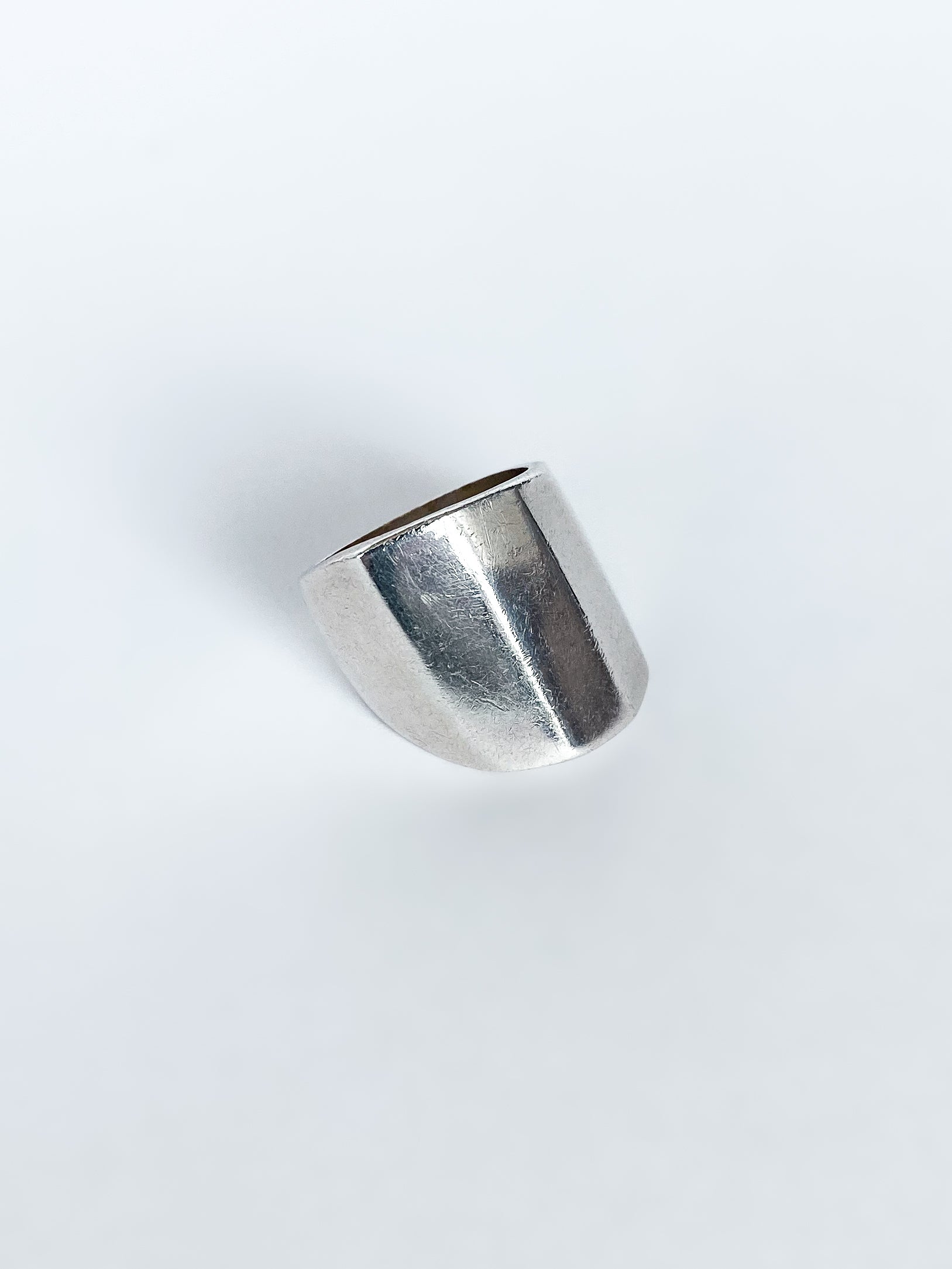 Mexico sterling silver faceted ring / 54