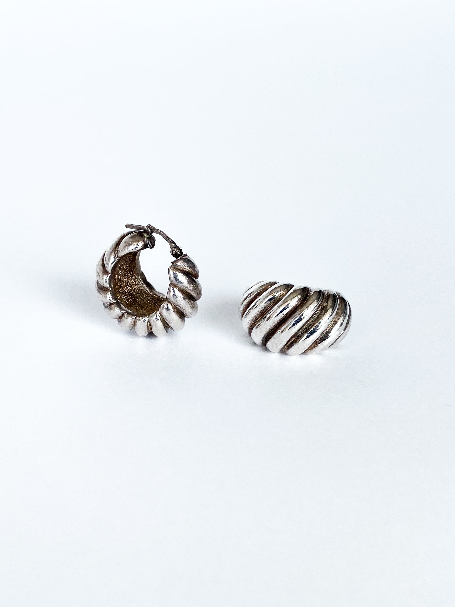 Silver donut earrings