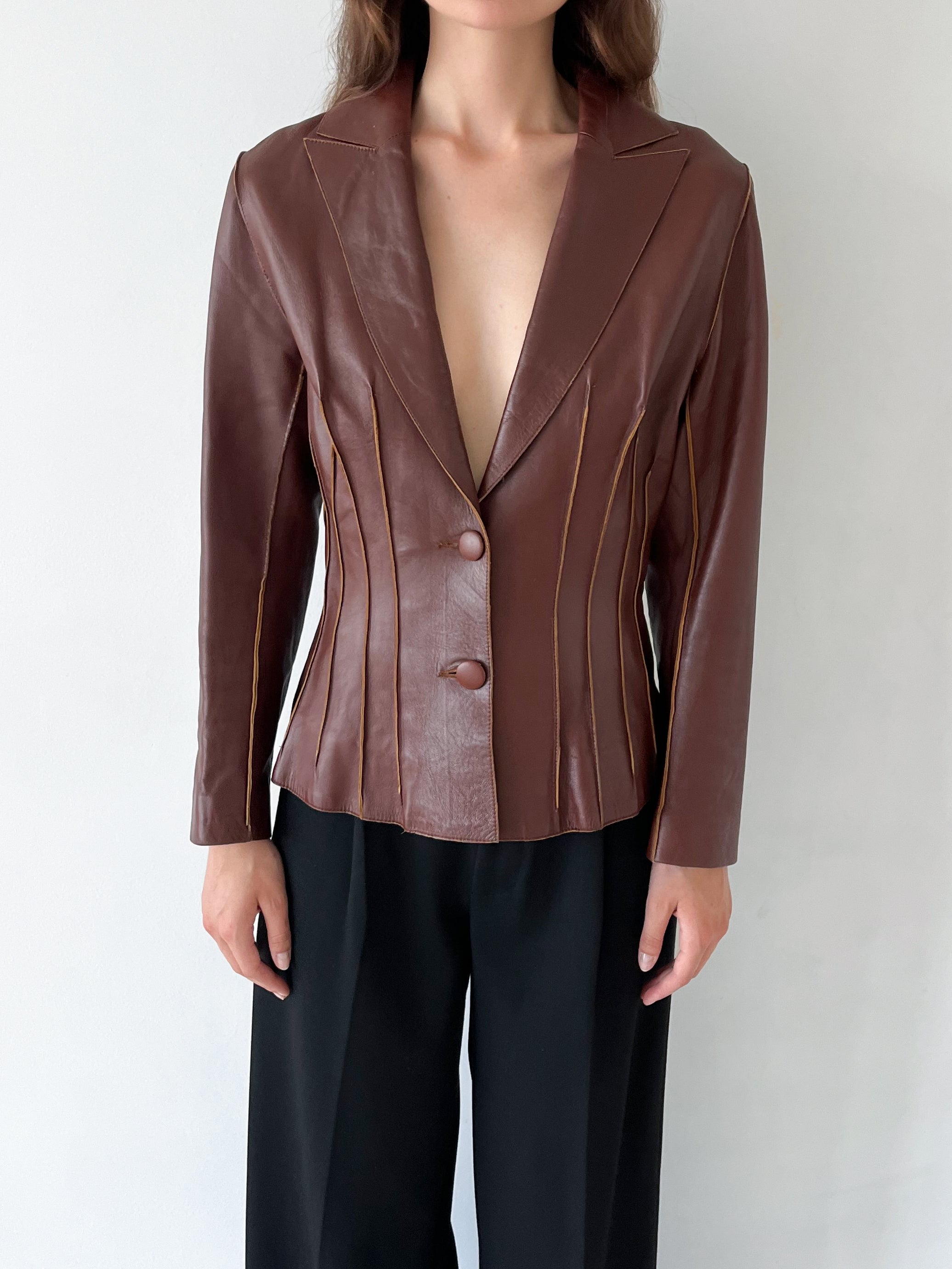 Giorgio brown leather jacket