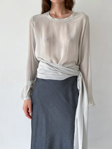 Belted silk blouse