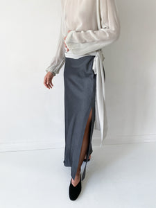 Belted silk blouse