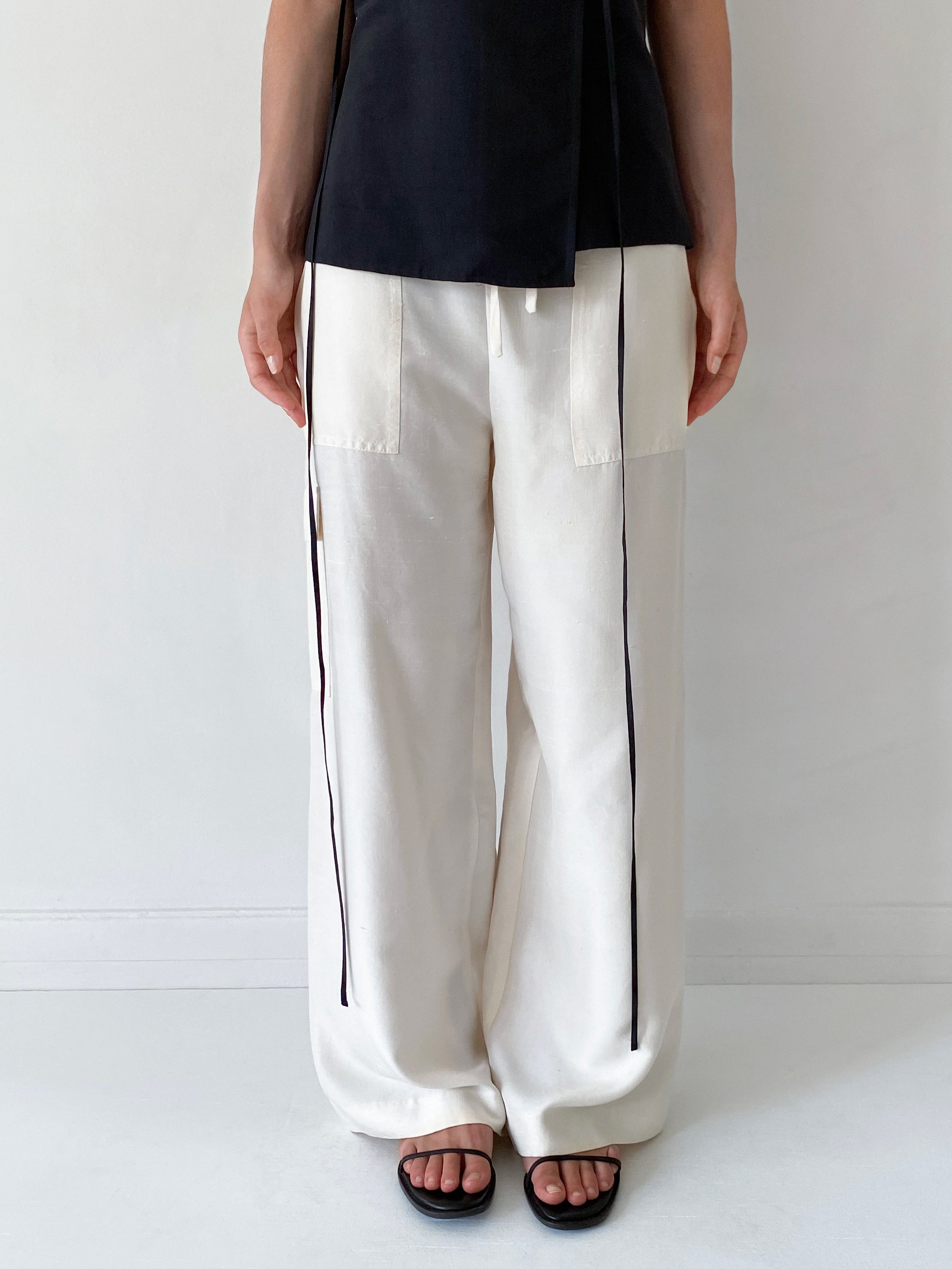 Safari silk trousers with pockets