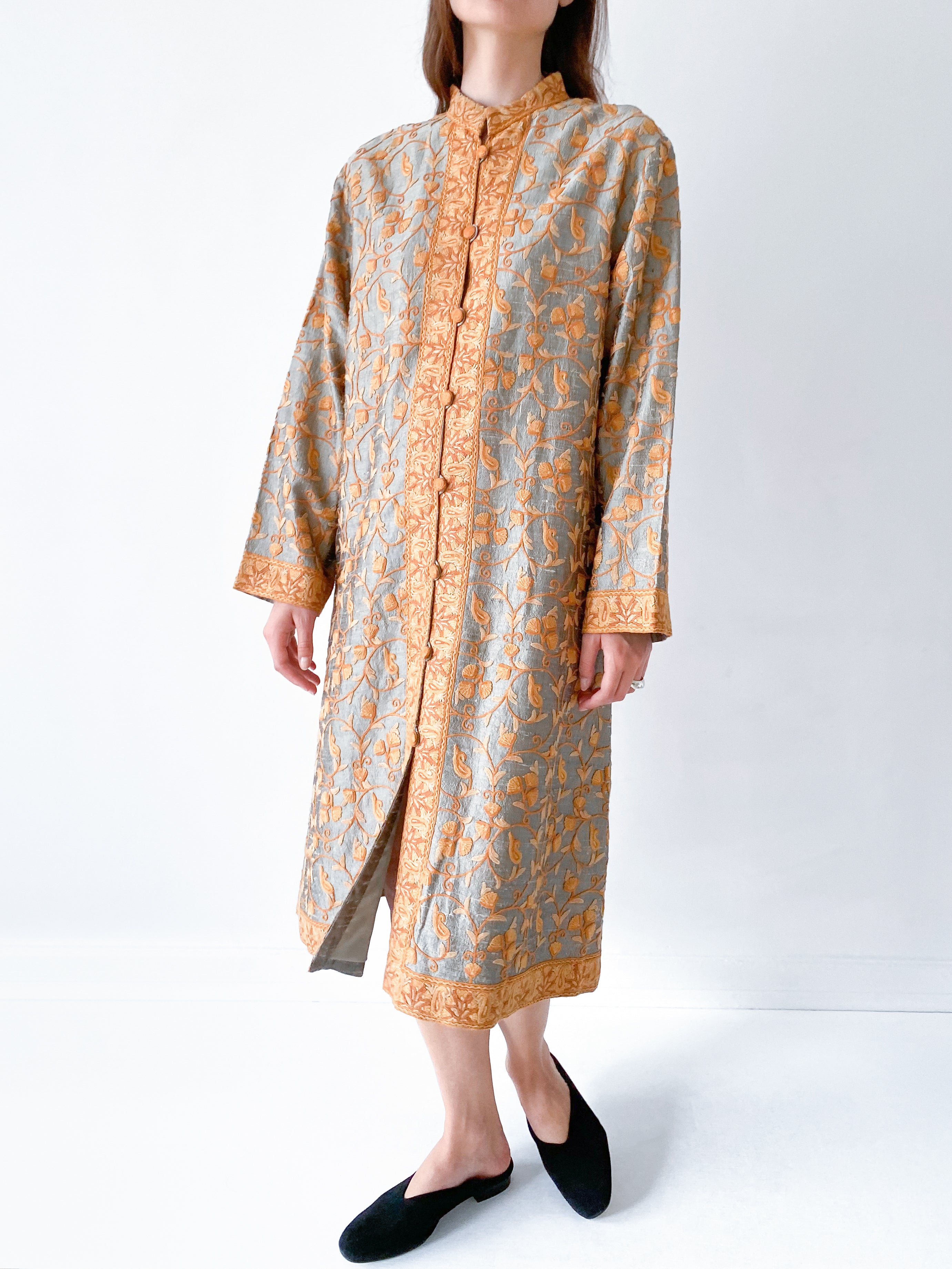 Embroidered silk coat