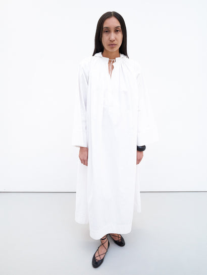 Antique hooded cotton dress