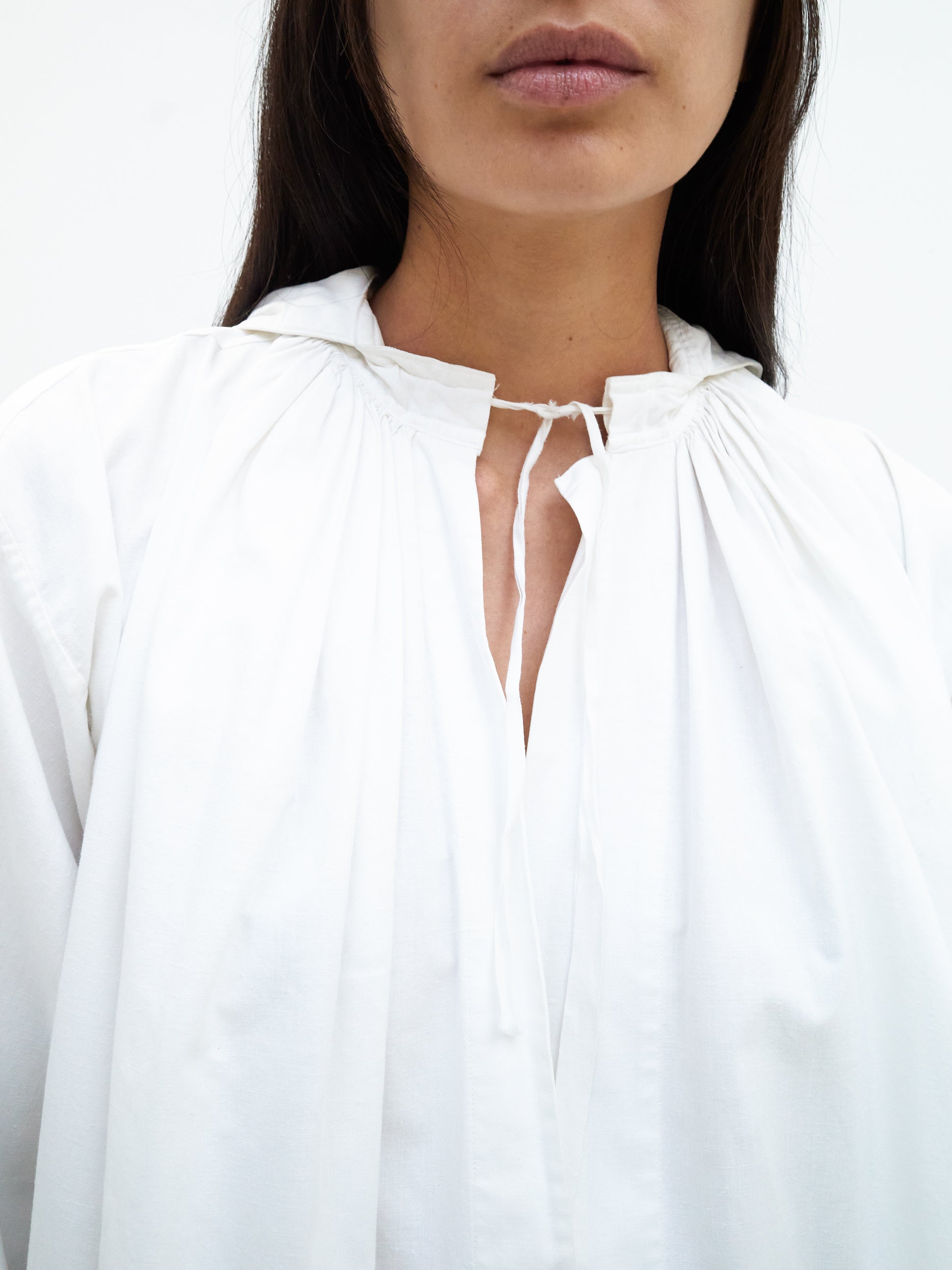Antique hooded cotton dress