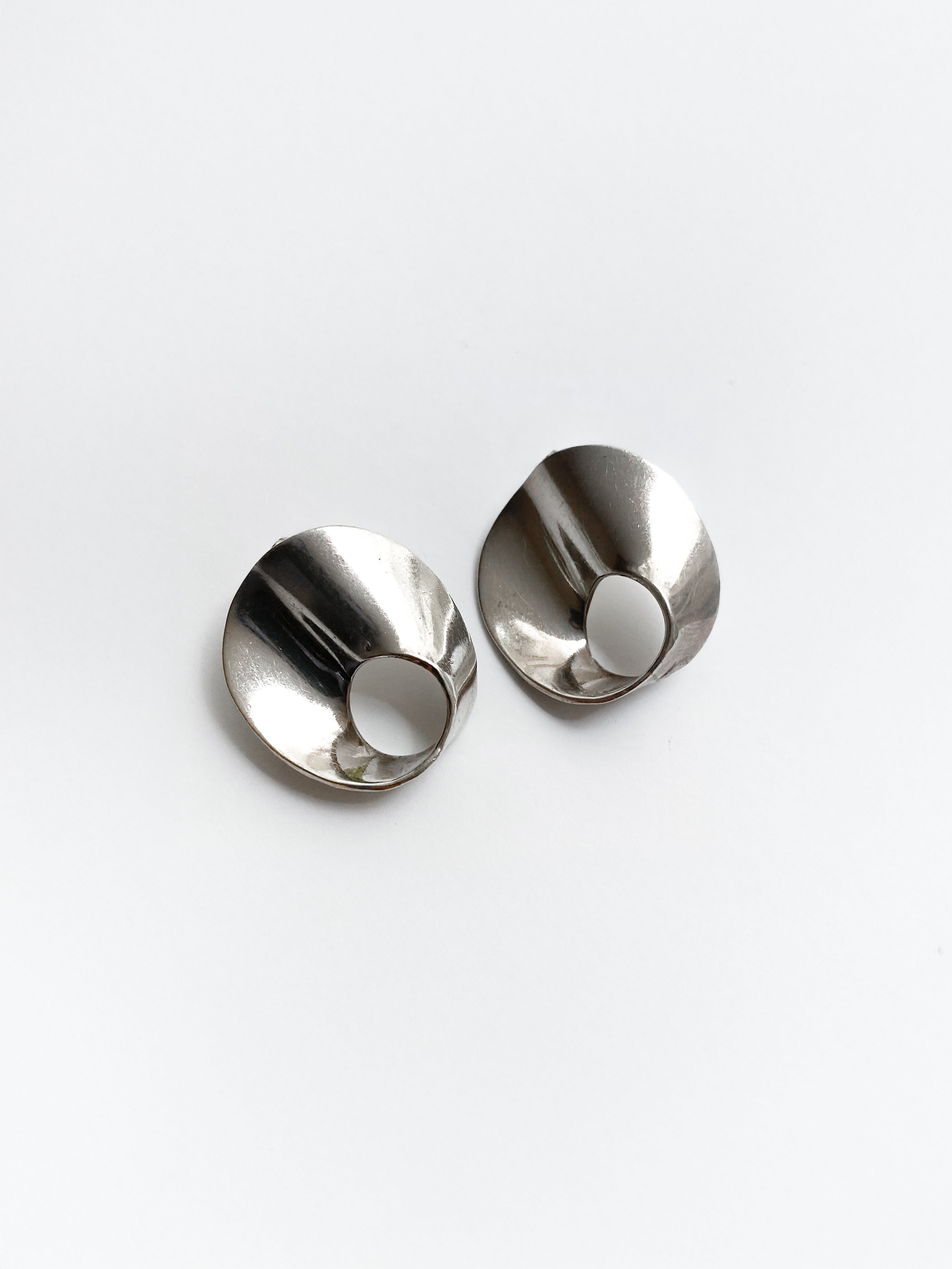 Silver Mexican spiral earrings