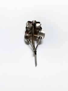Silver rose brooch
