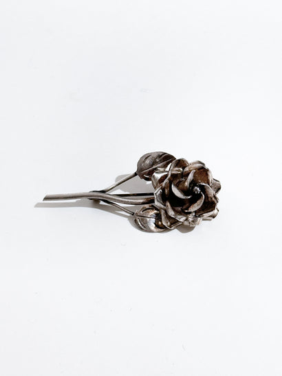 Silver rose brooch