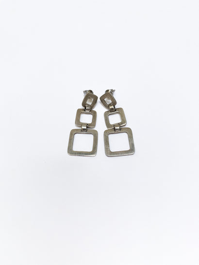 Silver square earrings