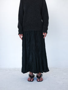 Silk pleated skirt - Black
