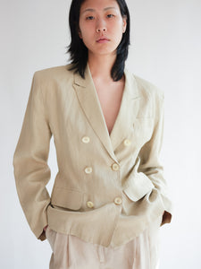 Linen double-breasted jacket