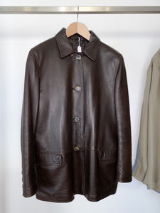Vintage leather pea coat
