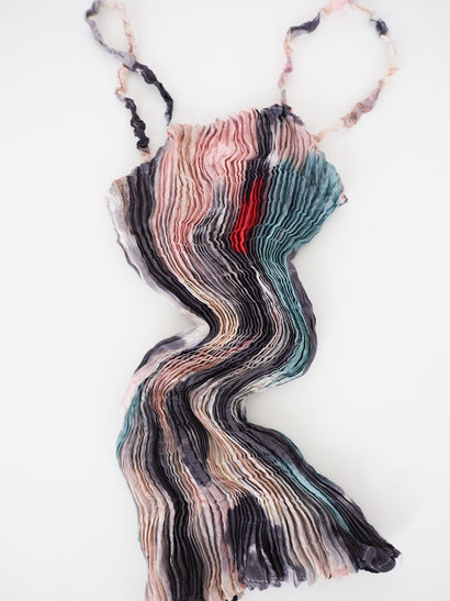 Plissé silk cami top — S