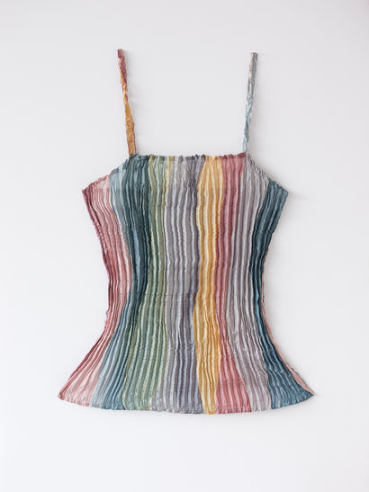 Plissé silk cami top — XS