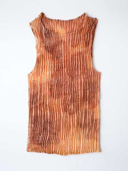 Plissé silk tank top — XS