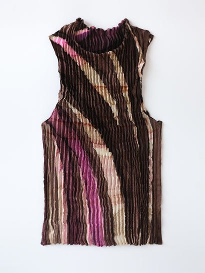 Plissé silk tank top — S